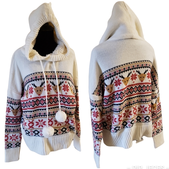 Sweaters - 2 for $25 holiday reindeer knit and fleece sweater